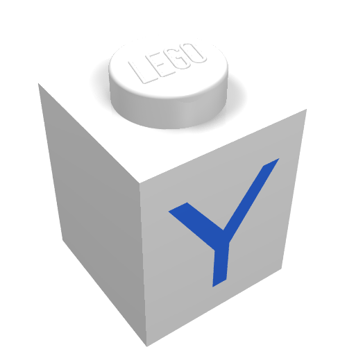 Brick 1 × 1 with Blue Y Print White