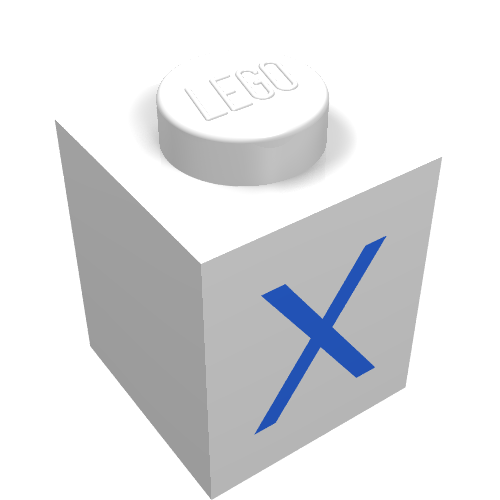 Brick 1 × 1 with Blue X Print White