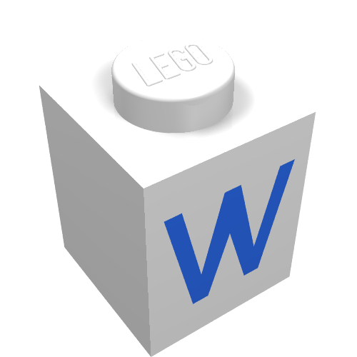Brick 1 × 1 with Blue W Print White