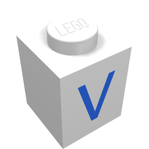Brick 1 × 1 with Blue V Print White