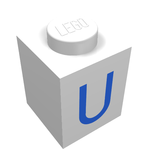 Brick 1 × 1 with Blue U Print White