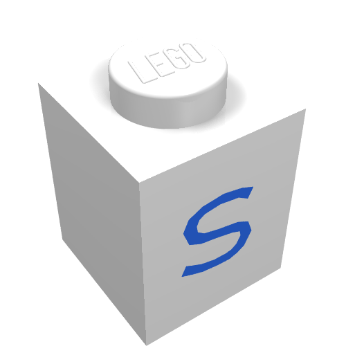 Brick 1 × 1 with Blue S Print White