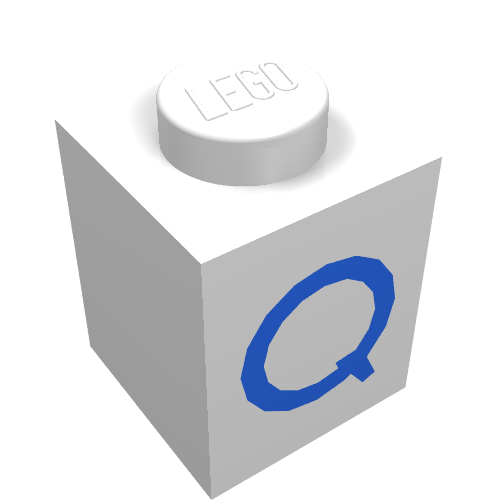 Brick 1 × 1 with Blue Q Print White