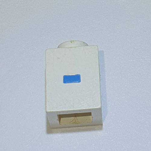 Brick 1 × 1 with Blue '-' Print (Bold Font) White