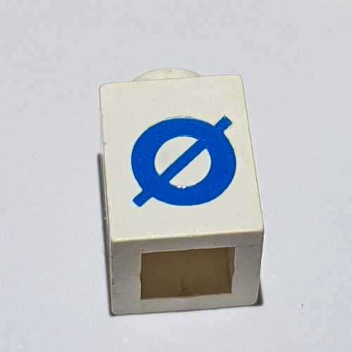 Brick 1 × 1 with Blue Danish 'Ø' Print (Bold Font) Weiß