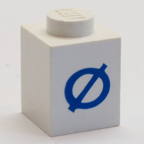 Brick 1 × 1 with Blue Danish 'Ø' Print White