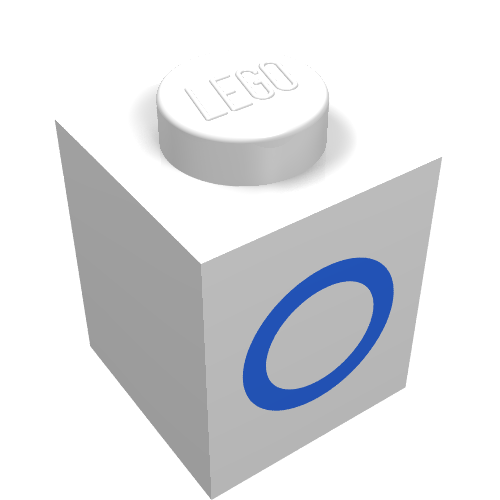 Brick 1 × 1 with Blue O Print White