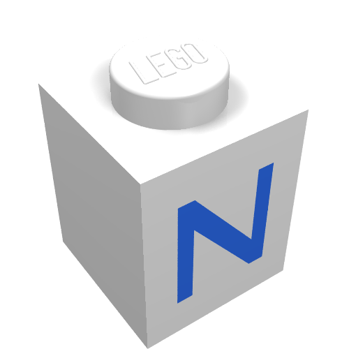 Brick 1 × 1 with Blue N Print White