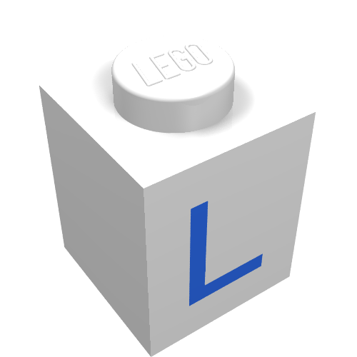 Brick 1 × 1 with Blue L Print White