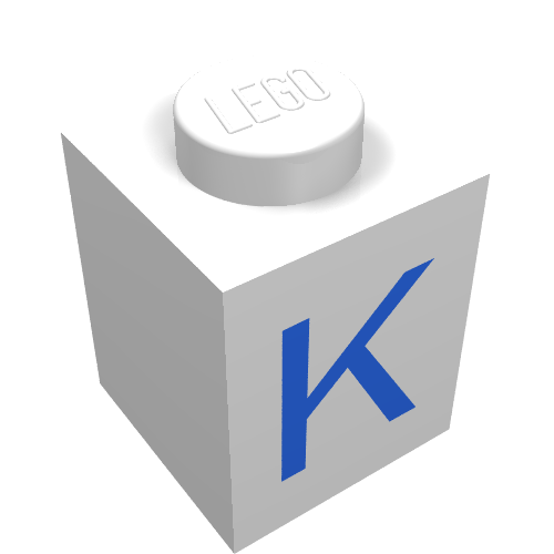 Brick 1 × 1 with Blue K Print White