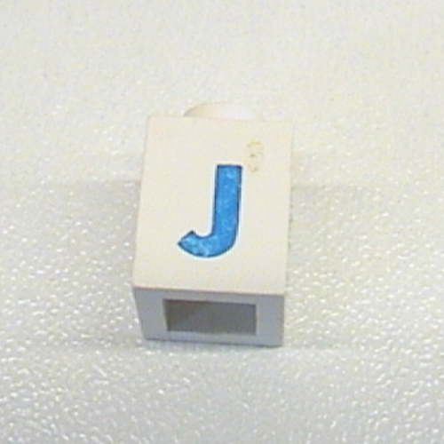 Brick 1 × 1 with Blue 'J' Print (Bold Font) White