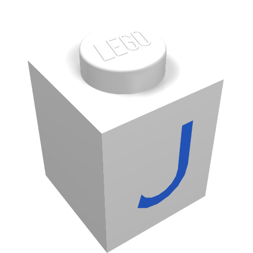 Brick 1 × 1 with Blue J Print White