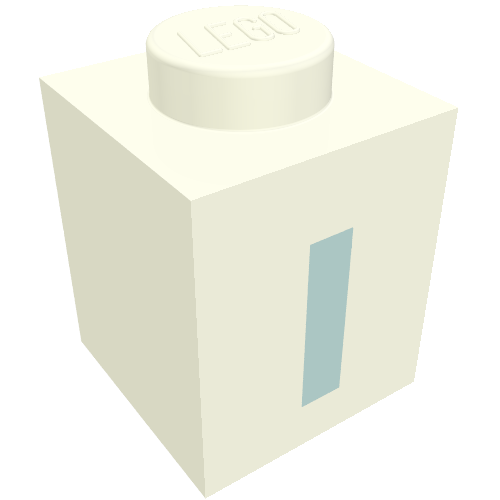 Brick 1 × 1 with Blue 'I' Print (Bold Font) White