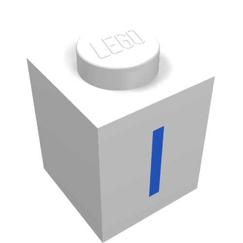 Brick 1 × 1 with Blue I Print White