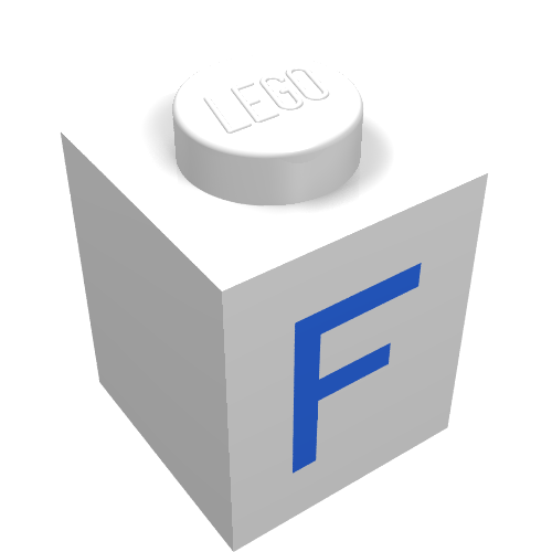 Brick 1 × 1 with Blue F Print White