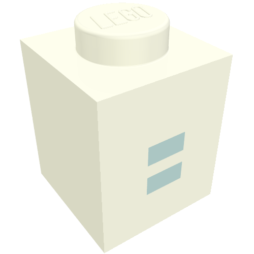 Brick 1 × 1 with Blue '=' Print (Bold Font) Weiß