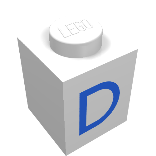 Brick 1 × 1 with Blue D Print White