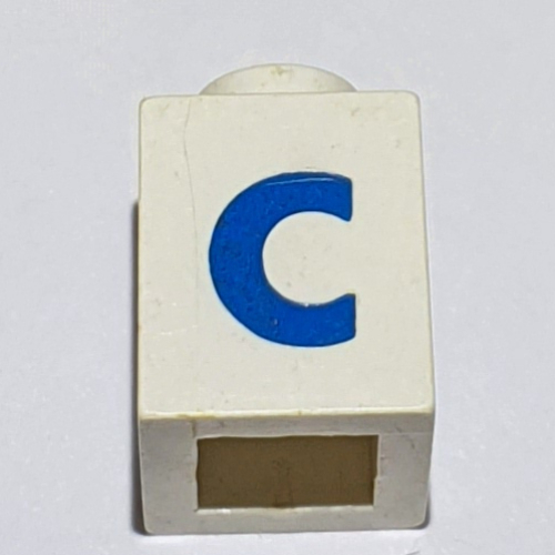 Brick 1 × 1 with Blue 'C' Print (Bold Font) White