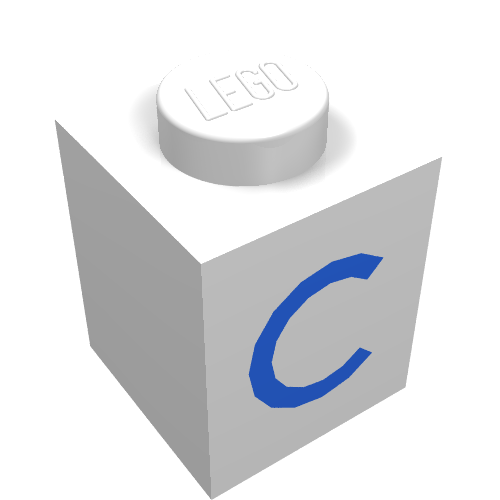 Stein 1 × 1 mit blau C Druck Weiß