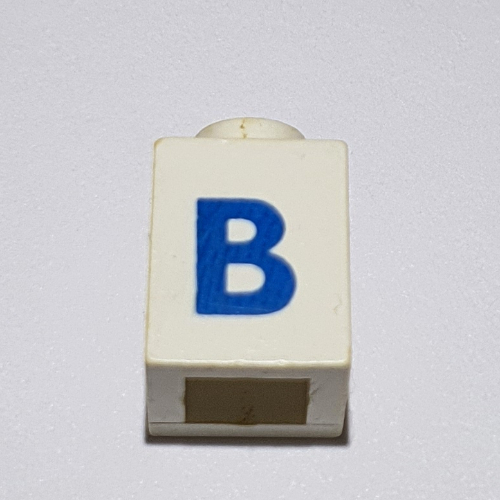Brick 1 × 1 with Blue 'B' Print (Bold Font) White