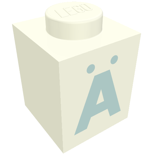 Brick 1 × 1 with Blue 'Ä' Print (Bold Font) Weiß