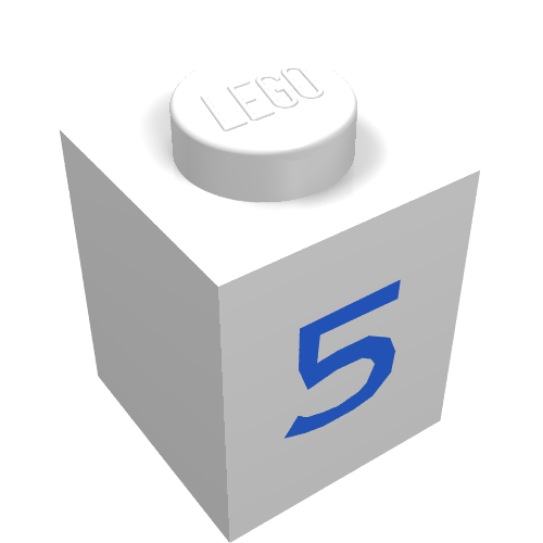 Stein 1 × 1 mit blau '5' Druck