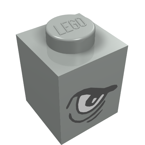 Brick 1 × 1 with Angry Eye Left / Sad Eye Right Print Light Gray