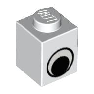 Brick 1 × 1 with Simple Eye Black and White Print Weiß