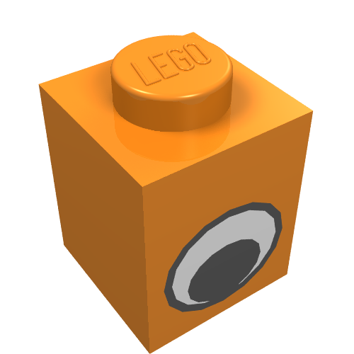 Brick 1 × 1 with Simple Eye Black and White Print Orange