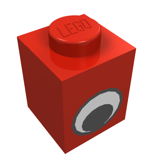 Brick 1 × 1 with Simple Eye Black and White Print Red