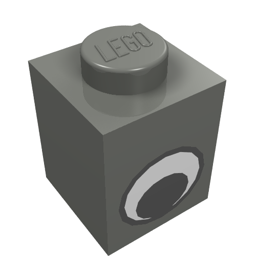 Brick 1 × 1 with Simple Eye Black and White Print Dunkelblaugrau
