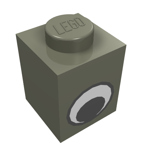 Brick 1 × 1 with Simple Eye Black and White Print Dark Gray