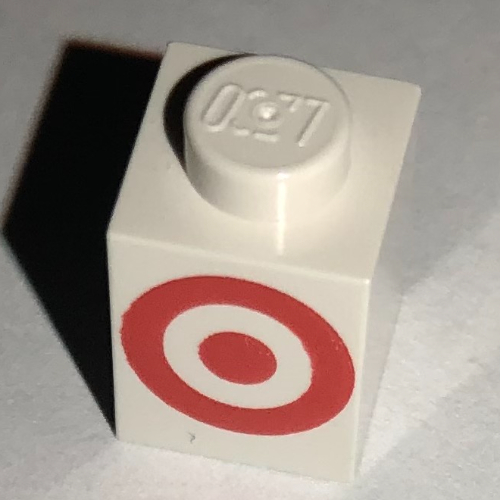 Brick 1 × 1 with Red Target Logo Print Weiß