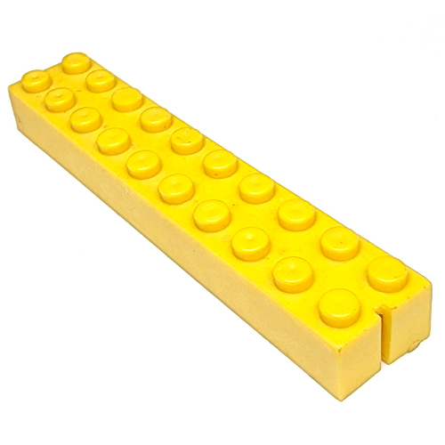 Brick 2 × 10 without Bottom Tubes, 1 End Slot Yellow