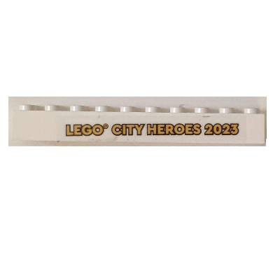Stein 2 × 10 mit 'LEGO CITY HEROES 2023' Druck (Sticker) Weiß