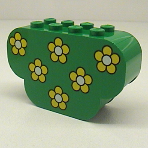 Bogenstein 2 × 6 × 3 dreifach gebogen unten mit gelb Blumen Druck