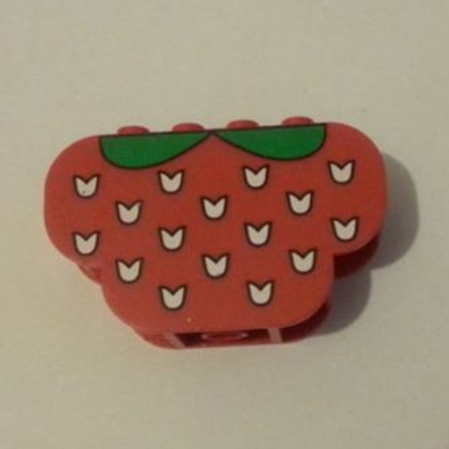 Brick Curved 2 × 6 × 3 Triple Curved Bottom with White Flecks and Green Strawberry Leaves Print Rot