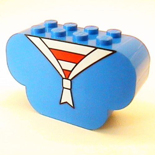 Brick Curved 2 × 6 × 3 Triple Curved Bottom with Sailor Jacket and Red Stripes Print Blau