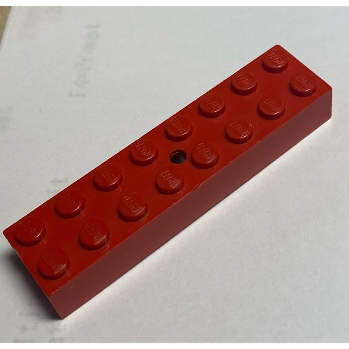 Stein 2 × 8 mit oben Mitte Loch Rot