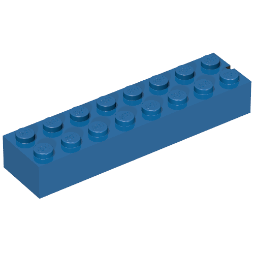 Brick 2 × 8 without Bottom Tubes, 1 End Slot in Blau