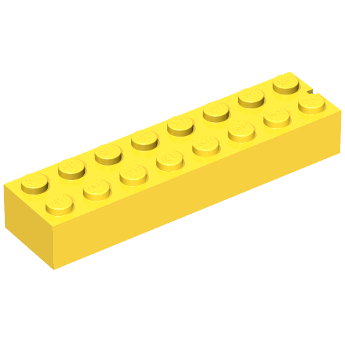 Brick 2 × 8 without Bottom Tubes, 1 End Slot Yellow