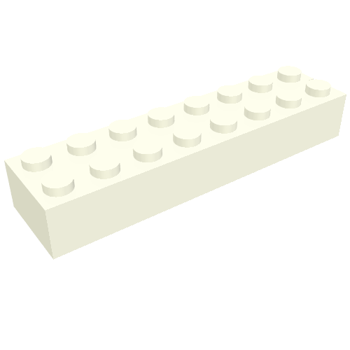 Brick 2 × 8 without Bottom Tubes, 1 End Slot Weiß