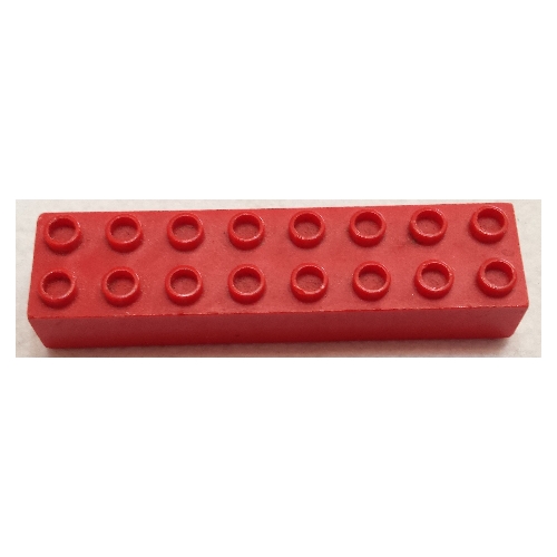 Minitalia Brick 2 × 8 with Bottom Tubes Red