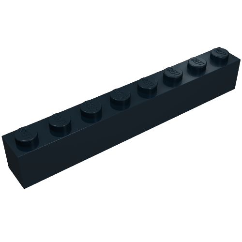 Brick 1 × 8 without Bottom Tubes with Cross Side Supports Black
