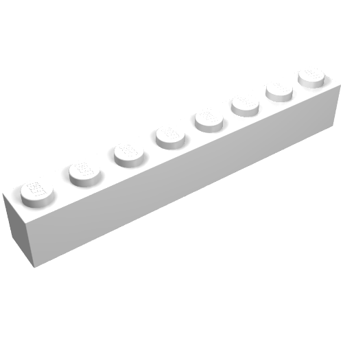Brick 1 × 8 without Bottom Tubes with Cross Side Supports White