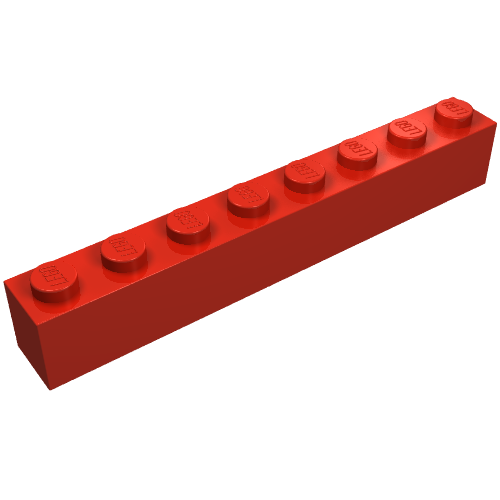 Brick 1 × 8 without Bottom Tubes with Cross Side Supports Rot