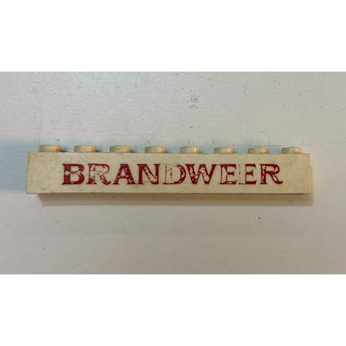 Brick 1 × 8 with 'BRANDWEER' Bold Red Print in White