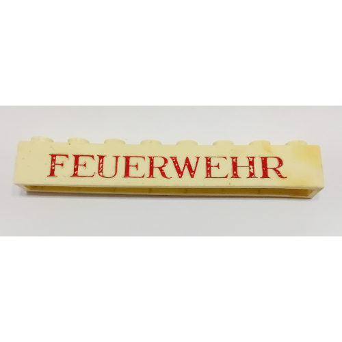 Brick 1 × 8 with 'FEUERWEHR' Thin Red Print