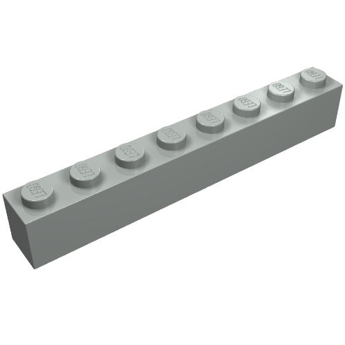 Brick 1 × 8 with Bottom Tubes and 3 Lowered Cross Supports Hellgrau