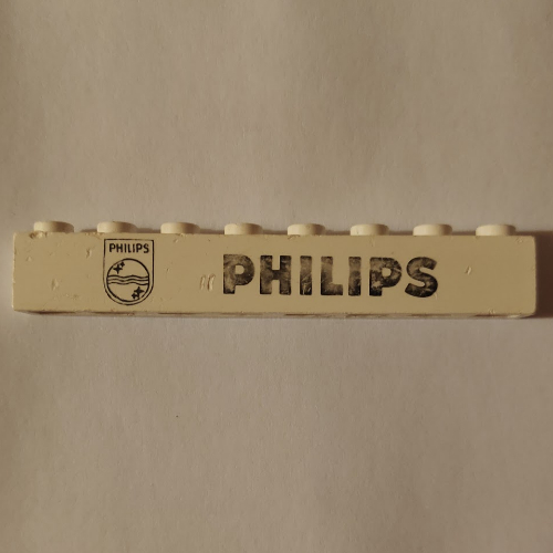 Brick 1 × 8 with 'PHILIPS' Logo Print White